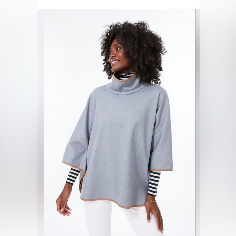 Tuckernuck Slate Leather Trim Piper Poncho